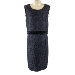 J. Crew Navy Tweed Midi Dress
